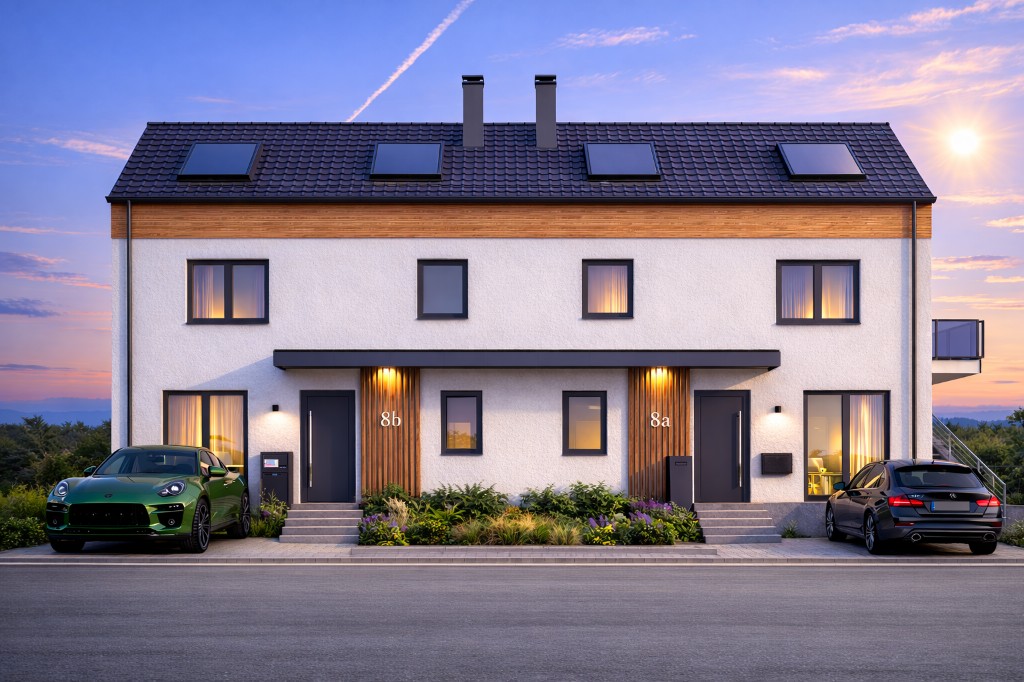 KI-generierte Visualisierung Wohnprojekt Strengenberg — Raid Terra GmbH Grundstücksentwicklung